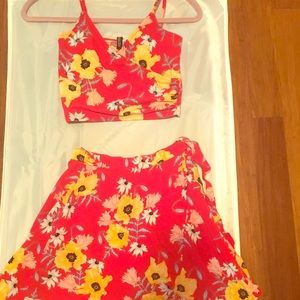 Summer two piece set, crop top and short skirt